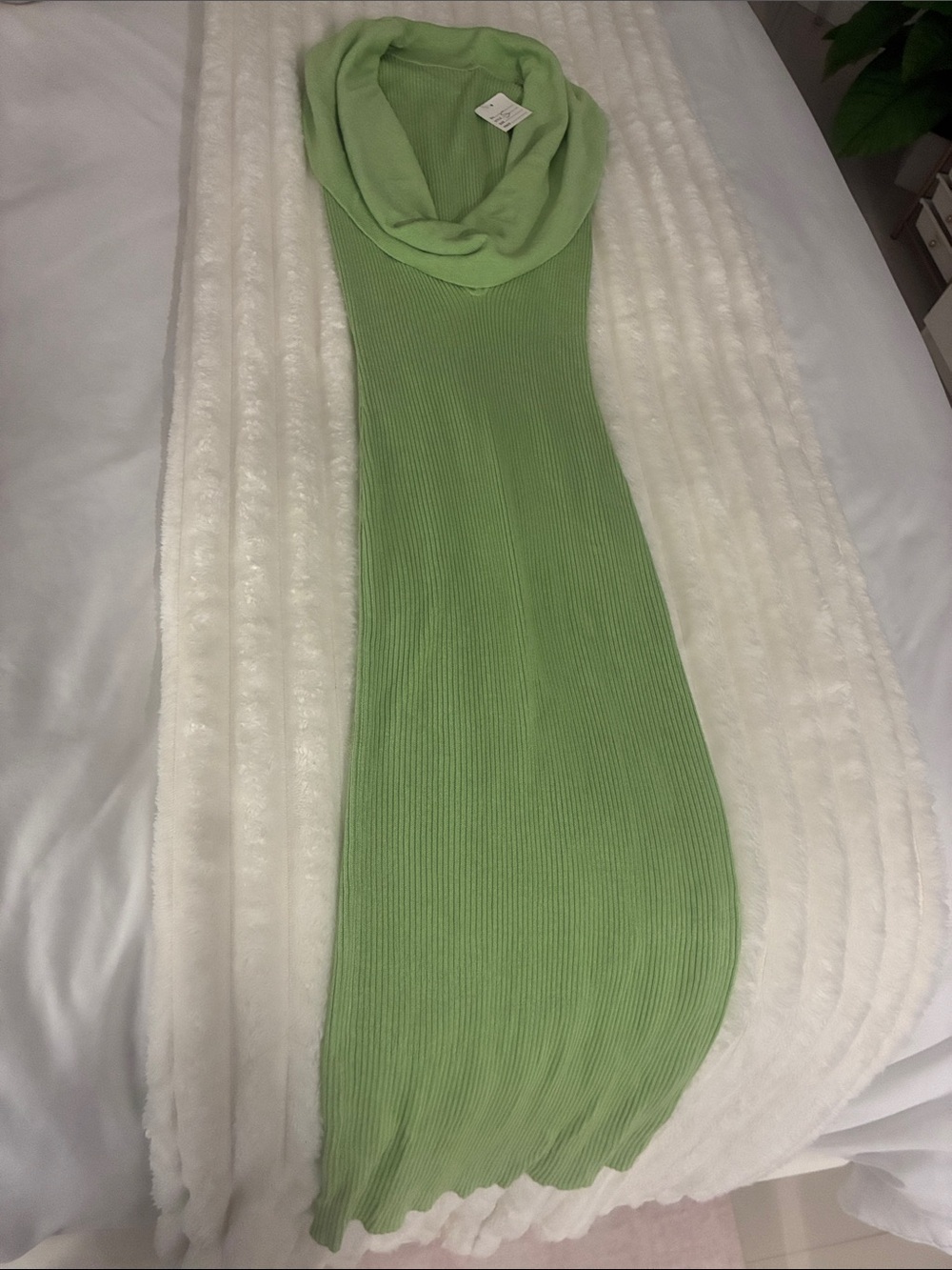 Light Green Ribbed Cowl Neck Women’s Sweater